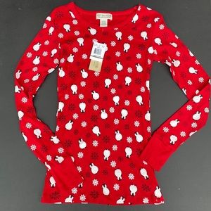 NEW WITH TAGS Long Sleeve Red Penguin Print Shirt